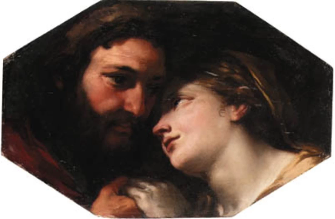 Giove e Psiche o un angelo che sostiene un vecchio - attribuito